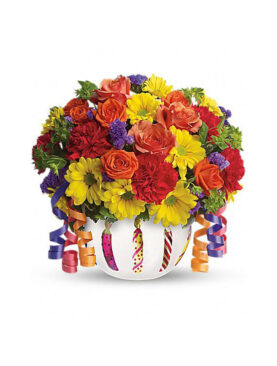 Bunch of Assorted Gerberas in a Glass Vase